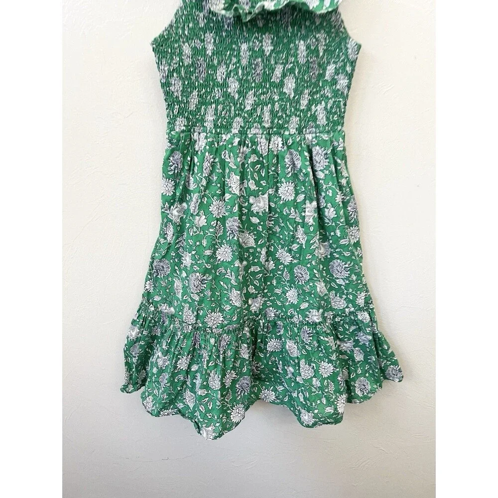 Crewcuts Girls 12 J Crew Re-Imagined Floral Smocked Dress Sundress Lined Green